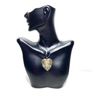 Sterling Silver Lithium Quartz Crystal Heart Love Necklace Pendant 925 Box Chain